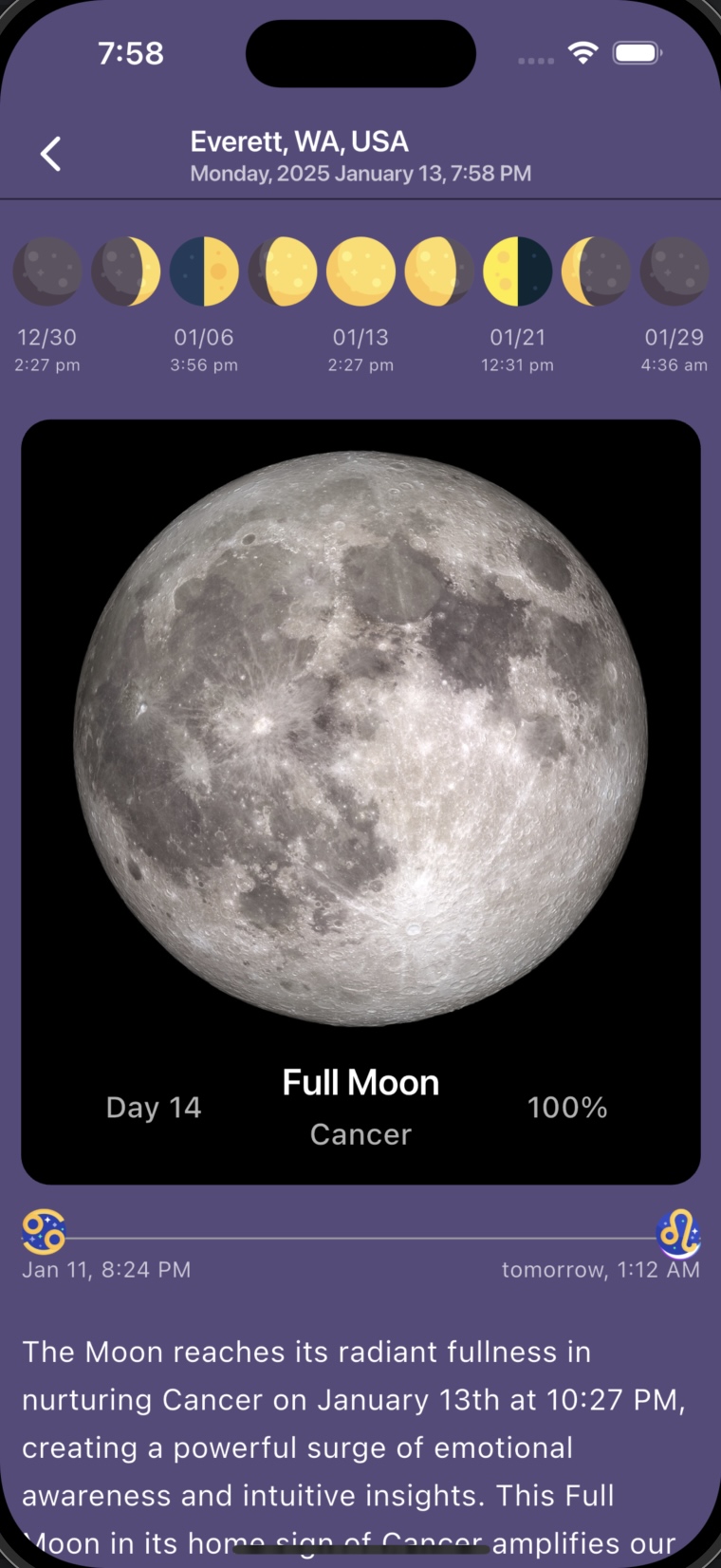 Moon phases screenshot